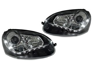 Depo R8 DRL LED Projector Black Headlight 05 10 VW Jetta Golf GTI MK V 5 Rabbit