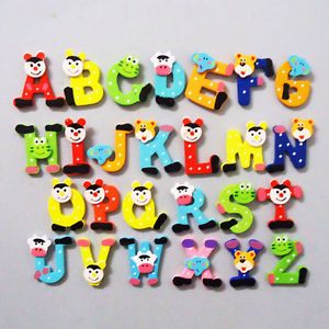 26pcs Cartoon Kids Wooden Alphabet Fridge Magnet Child Educational Toy
