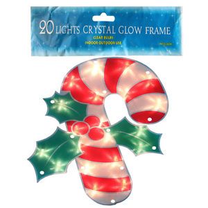HB 14" 20 Lights Lighted Glimmer Glow Frame Candy Cane Christmas Lights ATL Stan