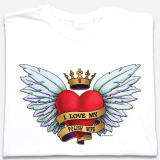 Heart Tattoo I Love My Polish Wife T Shirt Sweatshirt Men Women