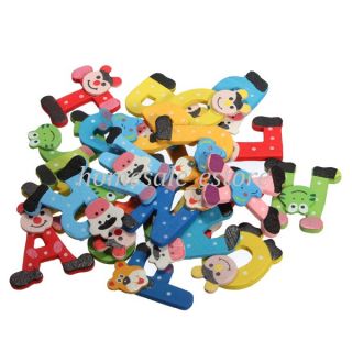 26pcs Colorful Baby Kid Child Wooden Alphabet Fridge Magnet Educational Game Toy