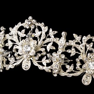 Royal Bridal Tiara Silver Sparkling Rhinestone Tiara Crown