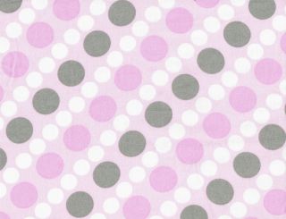 Quilt Quilting Fabric Claire Bella Diagonal Polka Dot Stripe Pink Gray White New