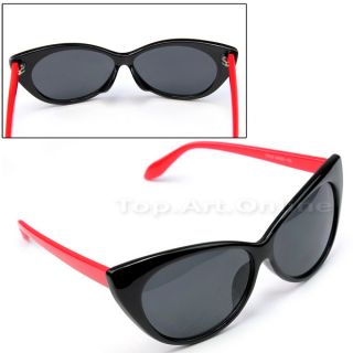 Hot Fashion Vintage 50s 60s Style Cat Eye Sunglasses Glasses Lens Red Leg Black