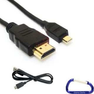 High Speed Mini HDMI Cable 6 Feet USB Cable Bundle Coby Kyros 8 inch Tablet