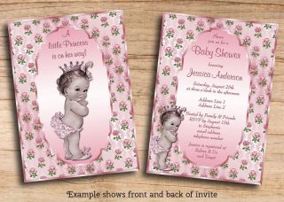 Vintage Princess Girls Baby Shower or Birthday Invites Printable PDF Invitations