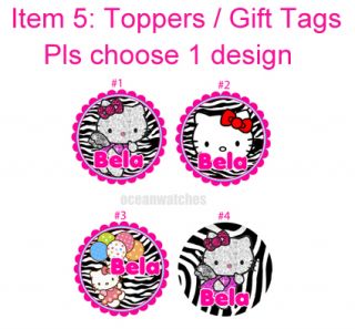 Hello Kitty Zebra 7 Party Favors Personalized Candy Wrappers Toppers Girls 1st
