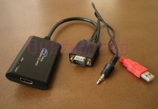 SVGA VGA Video w Audio to HDMI HD Converter USB PC Desktop Laptop Notebook DVD