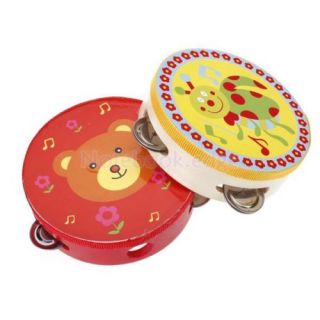 5X Random Colorful Cartoon Bee Handbell Tambourine Clap Drum Kids Musical Toy