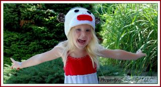 BonEful RTS New Boutique Vtg Crochet Sock Monkey Boy Girl American Kid Child Hat