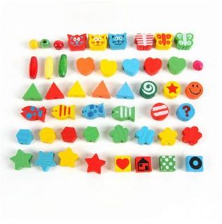 Wooden Alphabet Animal Blocks Beads Threading Kids Preschool Educational Toy