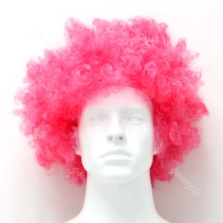 Party Disco Rainbow Afro Clown Hair Football Fan Adult Child Costume Curly Wig