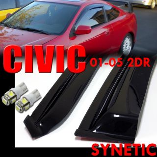 01 05 Smoke Window Visors Honda Civic Coupe 2D White T10 194 921 LED SMD Bulbs