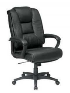 OST Deluxe High Back Black Glove Soft Leather Chair with Padded Loop Arms
