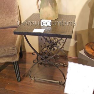Hand Forged Woven Metal Accent End Table Furniture