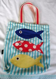 Mini Boden Extremely Cute Girls Boys Kids Tote Canvas Fish Bag Toys Nursery