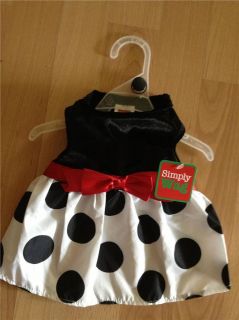 Simply Wag Christmas Party Dress Black White Red Sash Puppy Dog Small