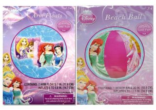 Disney Princess Set Kids Inflatable Swim Arm Floats Pool Beach Ball Toy New