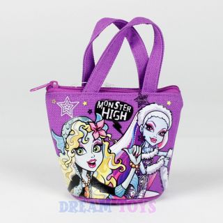 Monster High Purple Mini Coin Purse Small Zippered Pouch Velcro Girls Licensed