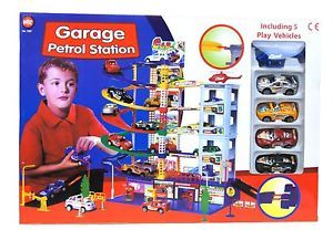 New 6 Level Modern Car Park Auto Parking Garage Petrol Station Kids Play Set Toy