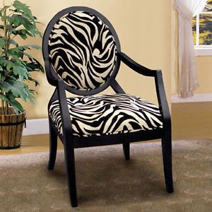 Angus Modern Espresso Finish Zebra Pattern Fabric Accent Chair