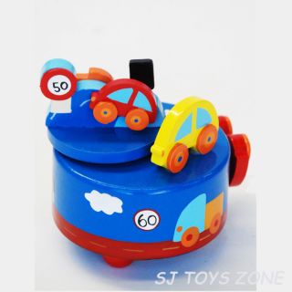 Wooden Cars Vehicle Music Box Nursery Room Decoration Gift Toy for Kids