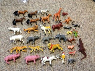 Lot of 30 Zoo Jungle Plastic Animals Farm Animal and More Must See Kids Toys
