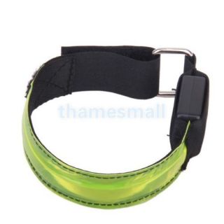 Running Cycling Adjustable LED Flashing Light Reflective Armband Belt Wrap Strap