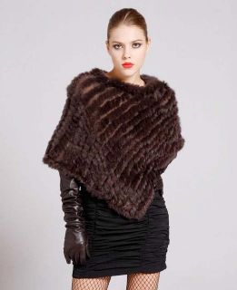 Women's Clothing Real Rabbit Fur Shawl Knited Scarf Outwear Winter Overcoat