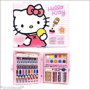 Colouring Carry Case Official Hello Kitty 51 Piece Kids Fun Art Gift Set Toy New