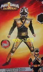 Power Rangers Samurai Mega Gold Ranger Muscle Costume Sz 7 8 New Kids Halloween