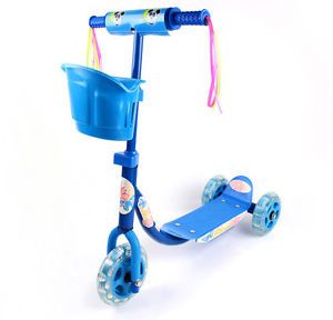 Brand New 3 Wheels Kid's Child Step Kick Push Scooter Toy Skate Blue w Basket