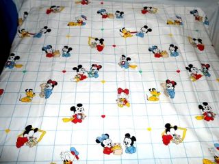 Vtg 1984 Disney Babies Mickey Mouse Minnie Donald Daisy Duck Crib Sheet Fabric