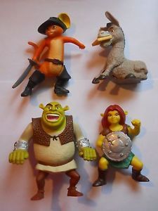 Lot of 4 Shrek McDonald's Toys Shrek Fiona Donkey Puss in Boots