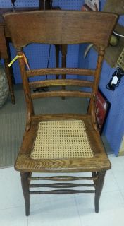 Antique Oak Chair with Cane Seat