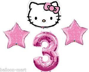 Hello Kitty Third Birthday 3rd Three Party Supplies Decorations Pink Balloons