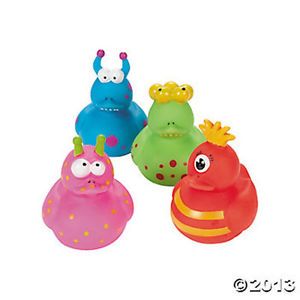 4 Monster Rubber Ducks Ducky Party Favor Cake Topper Kids Bath Pool Toys