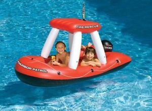 60" Water Sports Fire Boat Inflatable Ride on Water Squirter Swimming Pool Toy