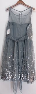 Ruby Rox Sz 24 Sleeveless Sequin Dress w Tulle Detail Gray Silver New