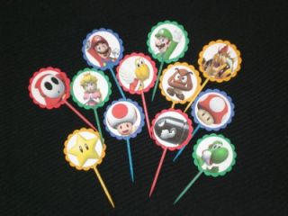 12 Super Mario Birthday Party Cupcake Toppers Pick 3 D