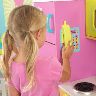 KidKraft Big Bright Kids Pretend Play Toy Kitchen w 27 Piece Cookware Set
