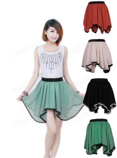 New Style Women Chiffon Pleated Elastic Waistband Short Mini Skirt