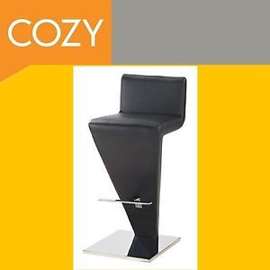 Modern Contemporary Black Leather Look Bar Chair