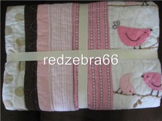 Pottery Barn Kids Pink Brown Penelope Crib Quilt Bumper Sheets Sham Skirt Set 6P