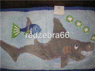 Pottery Barn Kids Boy Blue Funny Fish Bath Mat Ocean Shower Curtain Towels Set