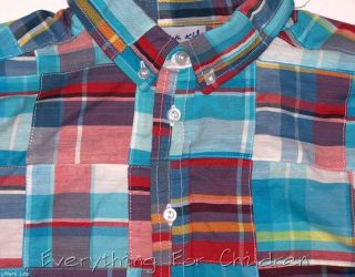 Boys Kelly's Kids Dress Shirt 7 8 New Madras Patchwork