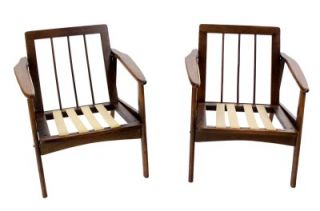 Pair of Danish Mid Century Modern Lounge Chair Frames