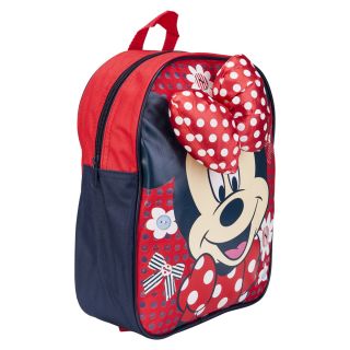Kids Girls Red Disney Minnie Mouse Design Zip Up School Backpack with Bow Bag