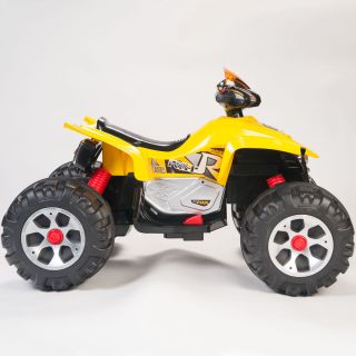 Minimotos Extreme Kids 12V Power ATV Quad Car Monster Wheels 4 Wheeler in Yellow