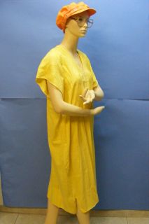 VTG Morocco MOROCCAN Islamic Womens Embroidered Yellow GALABIYA Dress